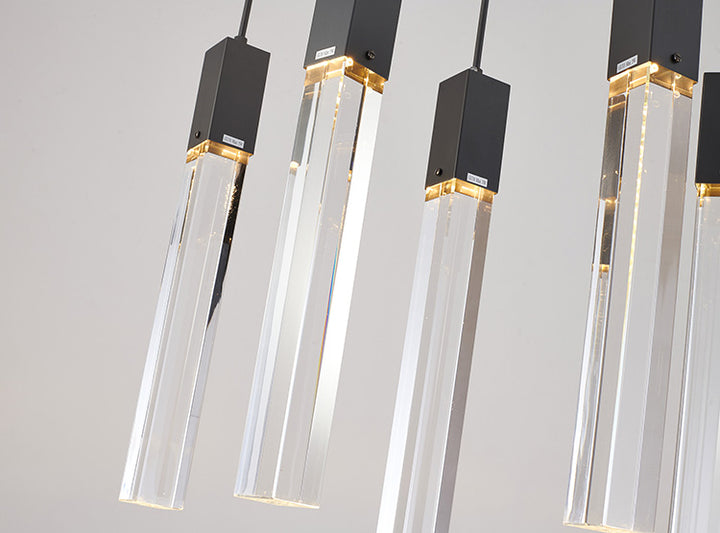 Black Gun Metal Flushed Frame with Hanging Clear Block Crystal Pendants by Bethel - view 3