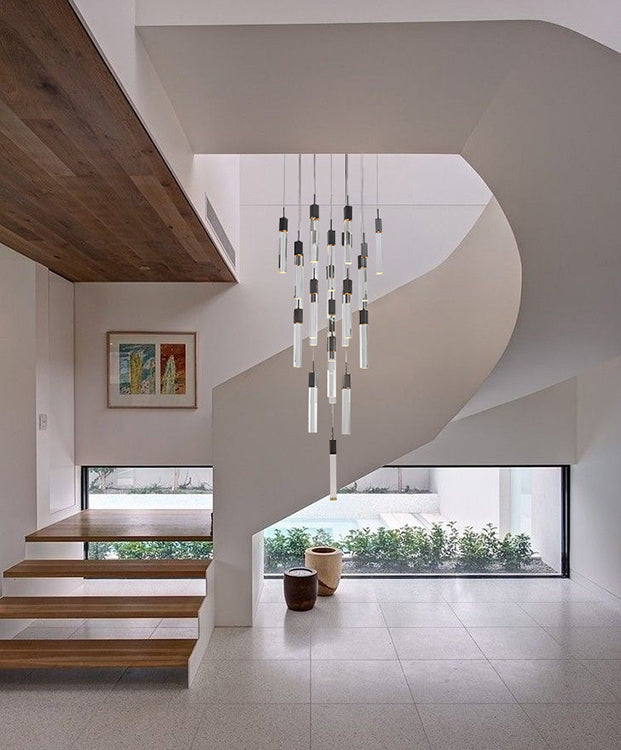 Flushed Gun Metal Frame Chandelier with Hanging Clear Block Pendant Crystals by Bethel - view 11