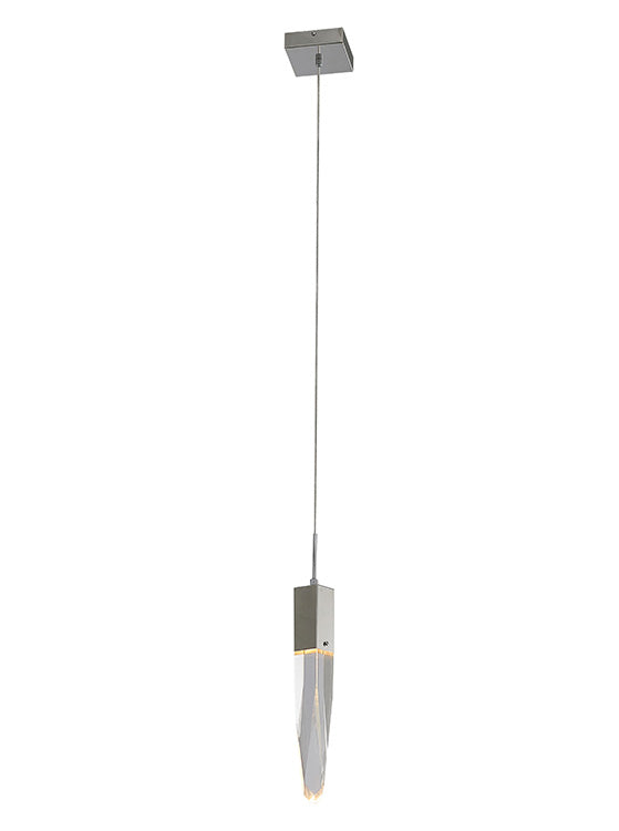 Frame Single Pendant Light with Clear Iceberg Crystal in Chrome by Bethel