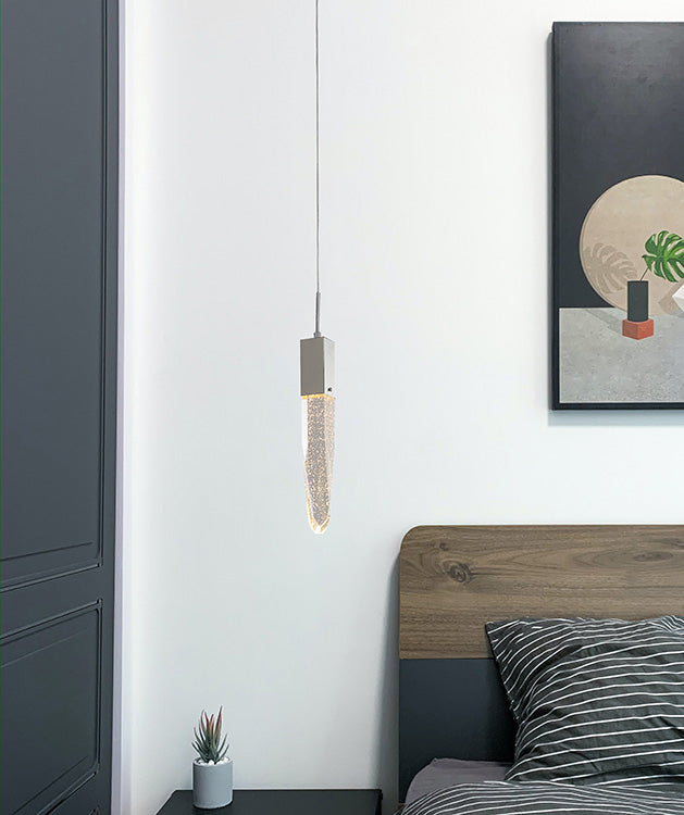 Frame Single Pendant Light with Clear Iceberg Bubble Crystal by Bethel - view 2