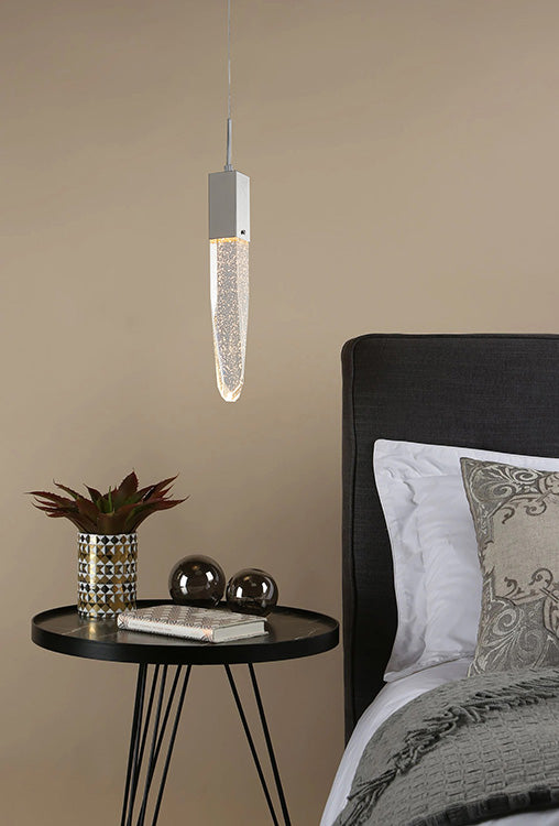 Frame Single Pendant Light with Clear Iceberg Bubble Crystal by Bethel - view 4