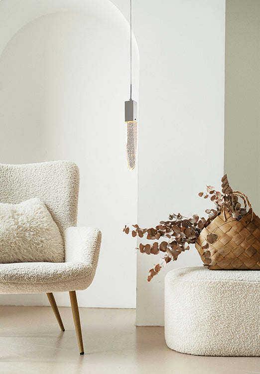Frame Single Pendant Light with Clear Iceberg Bubble Crystal by Bethel - view 6