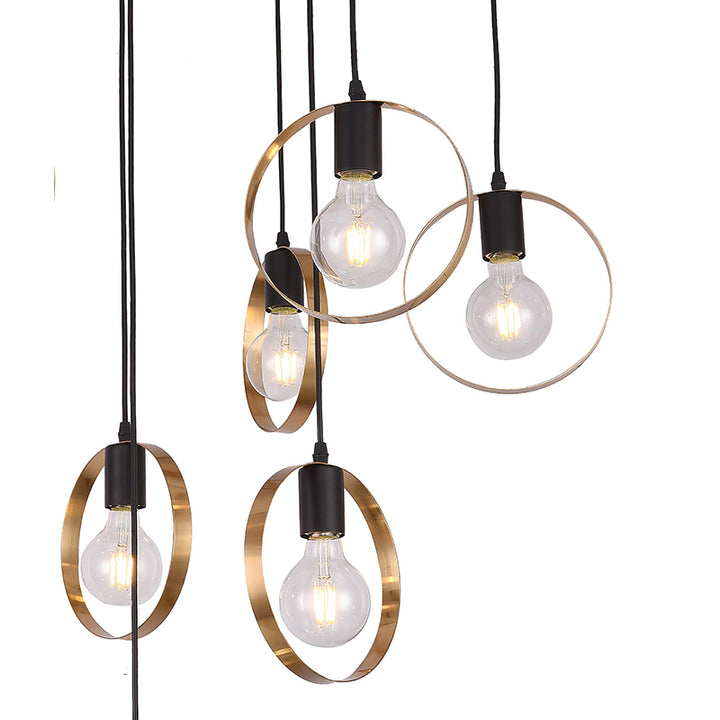 Black &amp; Brushed Brass Flushed Ceiling Fixture
