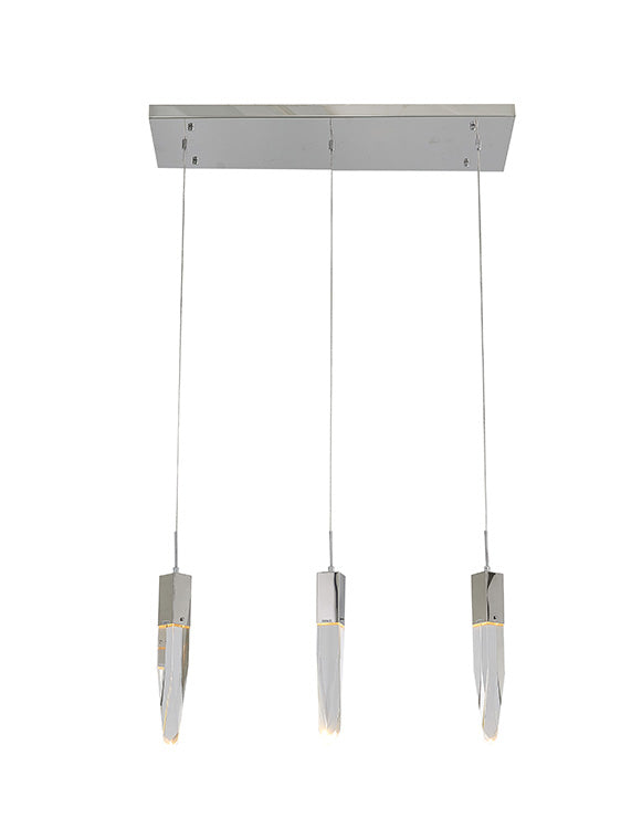 Frame Island Light with Clear Hanging Iceberg Crystal Pendants in Chrome by Bethel
