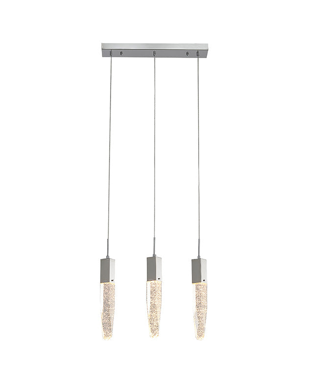 Frame Island Light with Clear Hanging Bubble Crystal Pendants in Chrome by Bethel