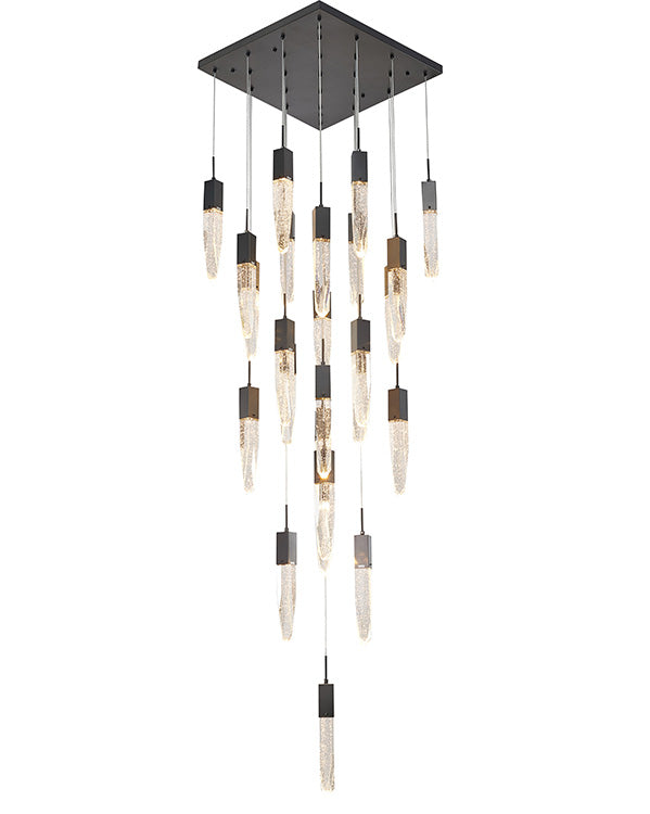 Flushed Frame Chandelier with Clear Bubble Hanging Crystal Pendants in Matte Black by Bethel