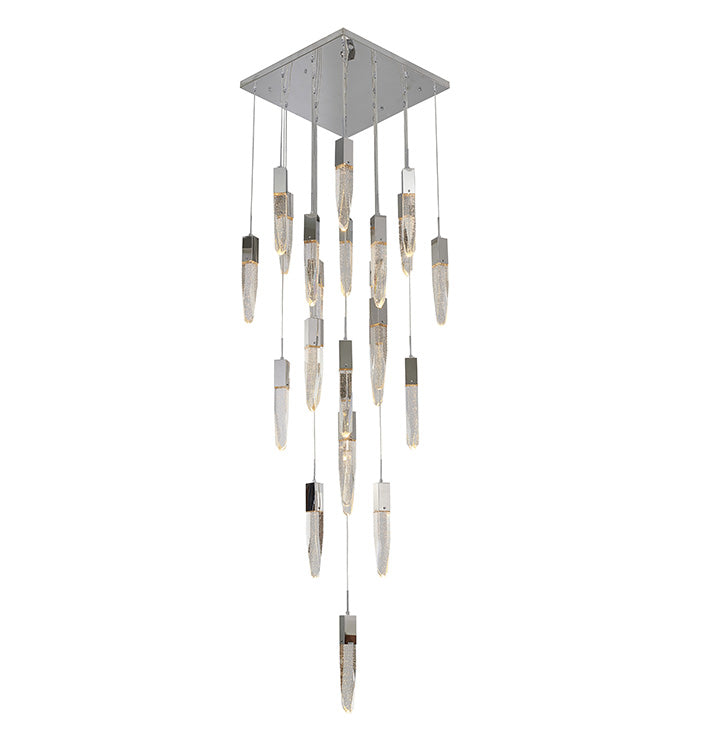 Flushed Frame Chandelier with Clear Bubble Hanging Crystal Pendants in Chrome by Bethel