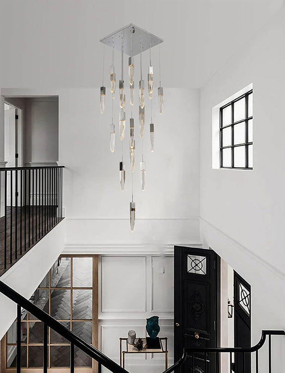 Flushed Frame Chandelier with Clear Bubble Hanging Crystal Pendants by Bethel - view 4