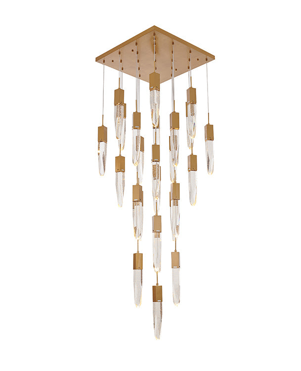Flushed Frame Chandelier with Clear Bubble Hanging Crystal Pendants in Gold by Bethel
