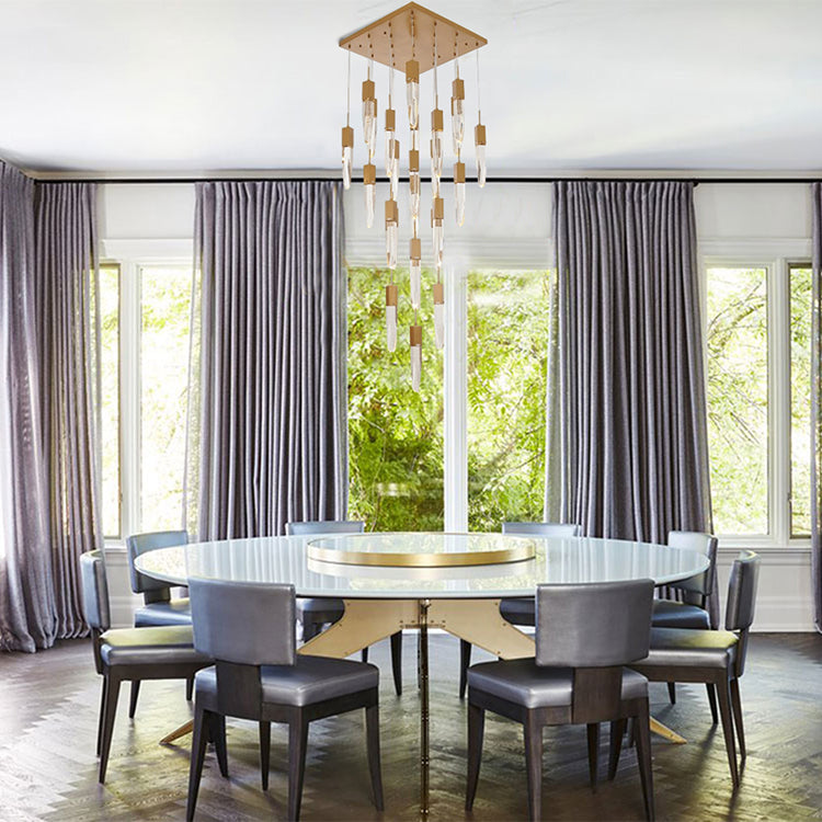 Flushed Frame Chandelier with Clear Bubble Hanging Crystal Pendants by Bethel - view 10