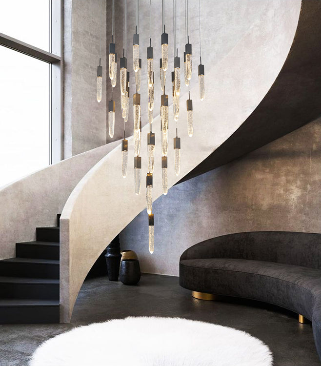 Flushed Frame Chandelier with Clear Bubble Hanging Crystal Pendants by Bethel - view 36
