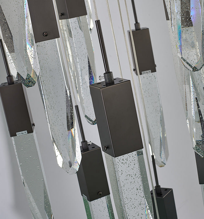 Flushed Frame Chandelier with Clear Bubble Hanging Crystal Pendants by Bethel - view 39