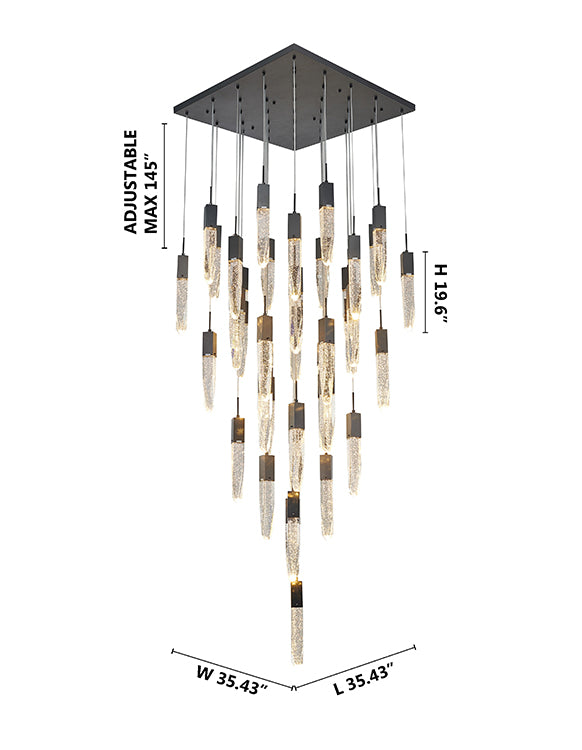Flushed Frame Chandelier with Clear Bubble Hanging Crystal Pendants by Bethel - view 40