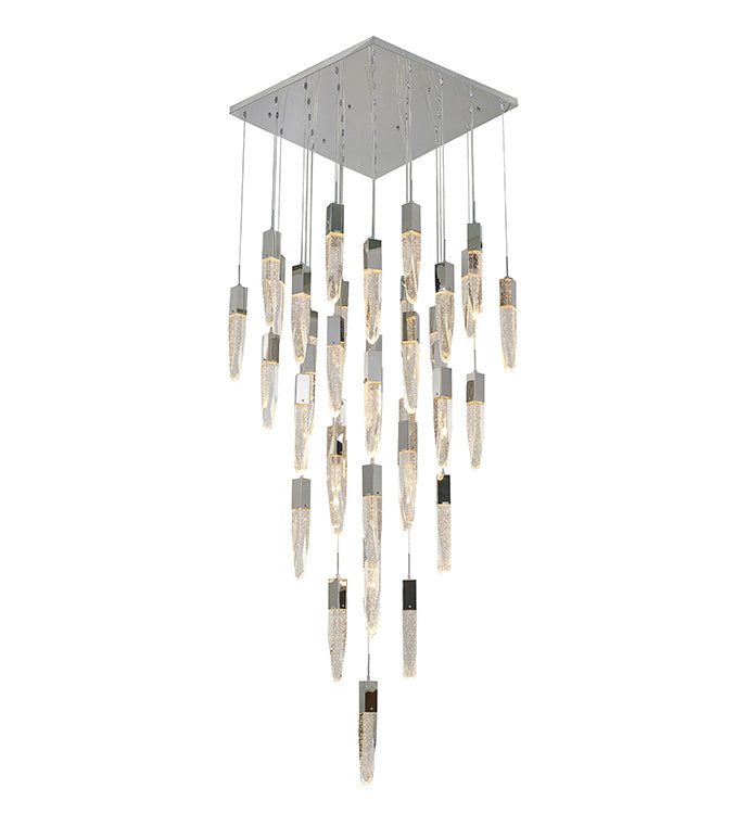 Flushed Frame Chandelier with Clear Bubble Hanging Crystal Pendants in Chrome by Bethel