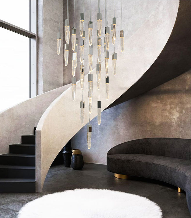 Flushed Frame Chandelier with Clear Bubble Hanging Crystal Pendants by Bethel - view 24