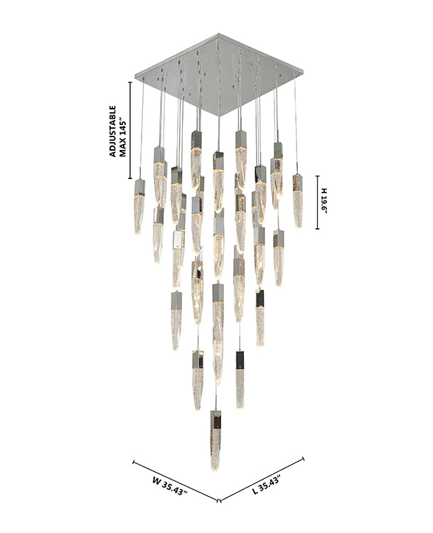 Flushed Frame Chandelier with Clear Bubble Hanging Crystal Pendants by Bethel - view 27