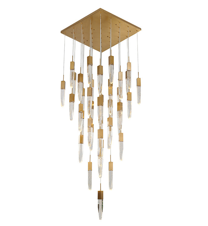 Flushed Frame Chandelier with Clear Bubble Hanging Crystal Pendants in Gold by Bethel