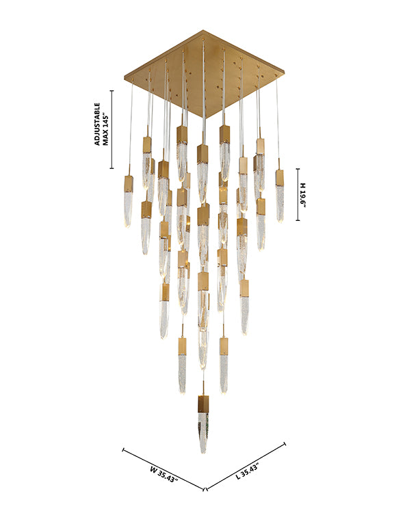 Flushed Frame Chandelier with Clear Bubble Hanging Crystal Pendants by Bethel - view 33