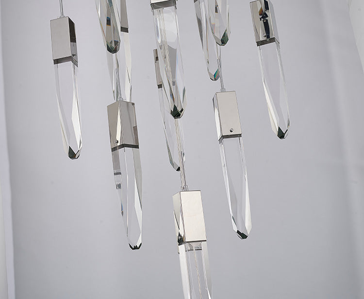 Chrome Flushed Frame Chandelier with Clear Iceberg Hanging Pendants by Bethel - view 5