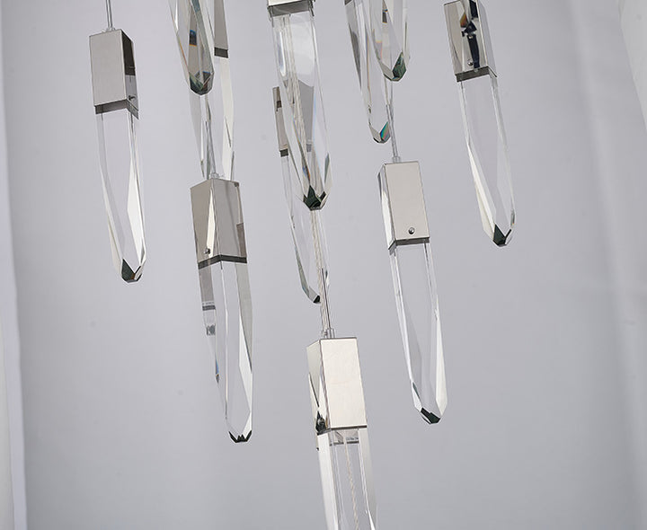 Chrome Flushed Frame Chandelier with Clear Iceberg Hanging Pendants by Bethel - view 5