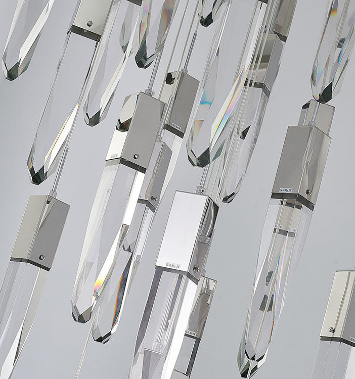 Flushed Chrome Frame Chandelier with Hanging Clear Iceberg Crystal Pendants by Bethel - view 5