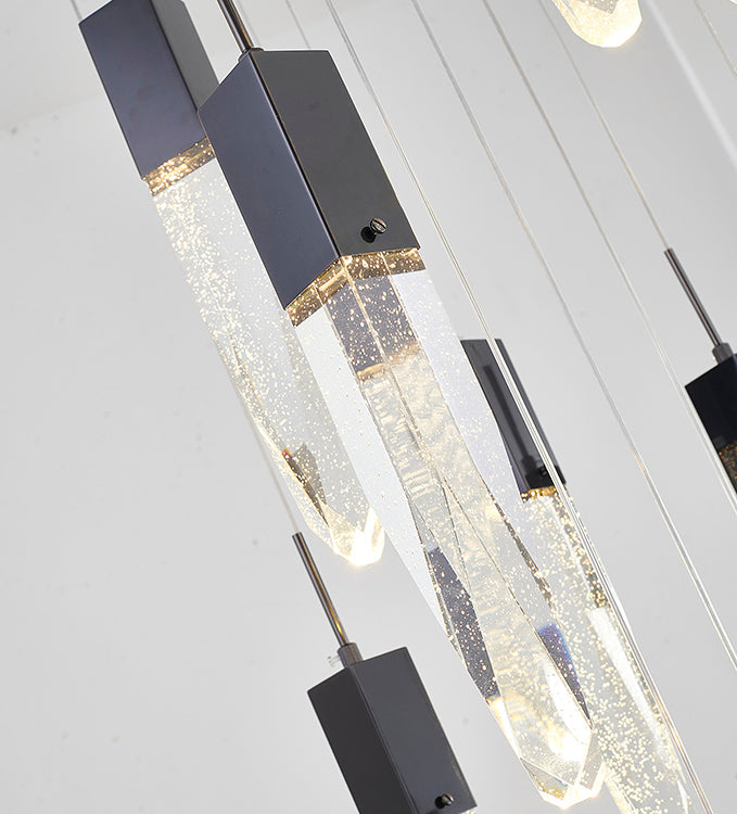 Gun Metal Frame Chandelier with Hanging Bubble Iceberg Crystal Pendants by Bethel - view 5