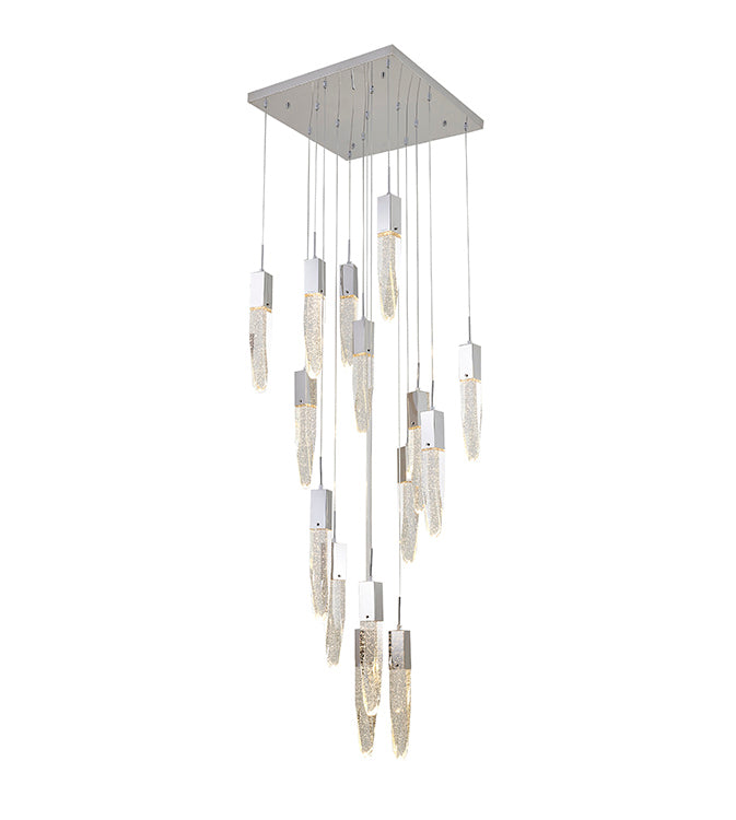 Gun Metal Frame Chandelier with Hanging Bubble Iceberg Crystal Pendants in Chrome by Bethel