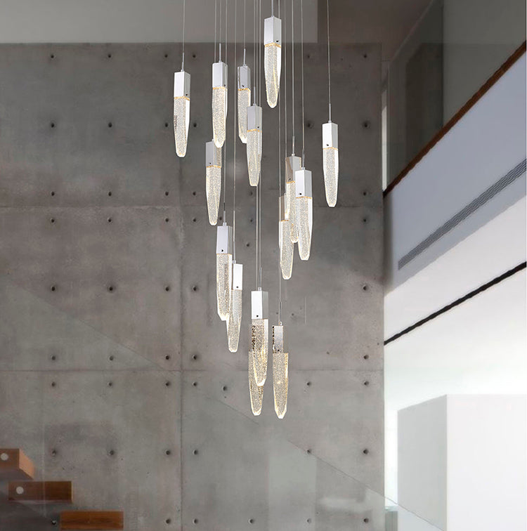 Gun Metal Frame Chandelier with Hanging Bubble Iceberg Crystal Pendants by Bethel - view 9