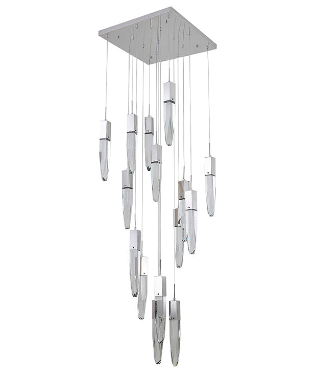 Gun Metal Frame Chandelier with Hanging Bubble Iceberg Crystal Pendants by Bethel - view 10