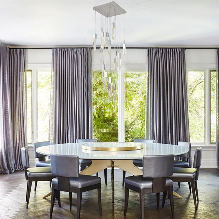Gun Metal Frame Chandelier with Hanging Bubble Iceberg Crystal Pendants by Bethel - view 11