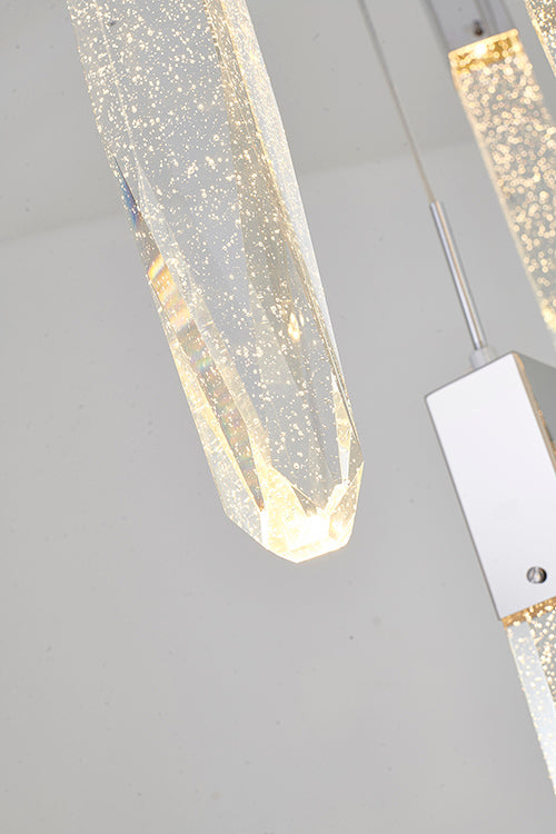 Gun Metal Frame Chandelier with Hanging Bubble Iceberg Crystal Pendants by Bethel - view 12