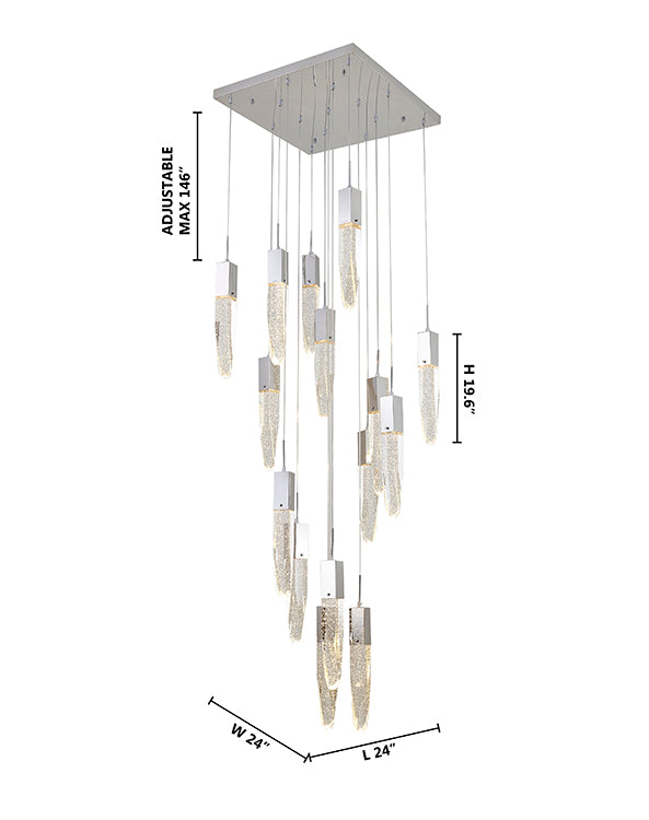 Gun Metal Frame Chandelier with Hanging Bubble Iceberg Crystal Pendants by Bethel - view 14