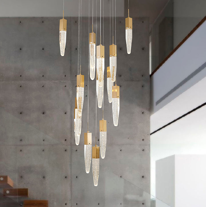 Gun Metal Frame Chandelier with Hanging Bubble Iceberg Crystal Pendants by Bethel - view 18