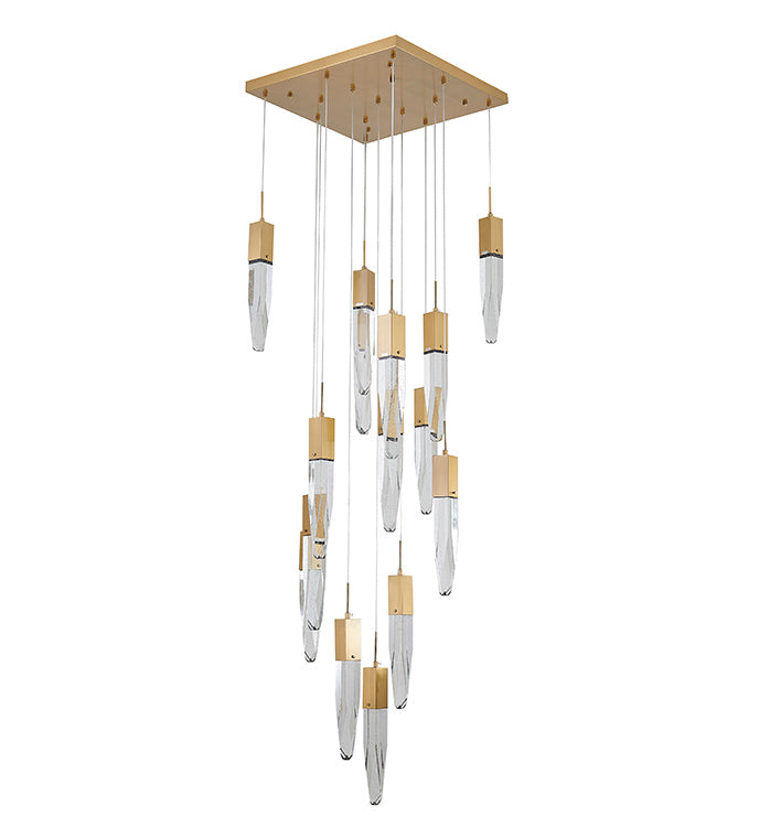 Gun Metal Frame Chandelier with Hanging Bubble Iceberg Crystal Pendants by Bethel - view 19
