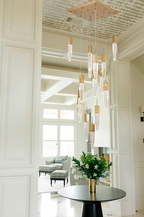 Gun Metal Frame Chandelier with Hanging Bubble Iceberg Crystal Pendants by Bethel - view 20