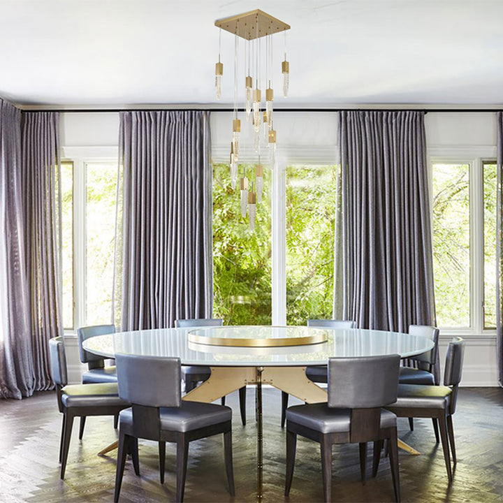 Gun Metal Frame Chandelier with Hanging Bubble Iceberg Crystal Pendants by Bethel - view 22