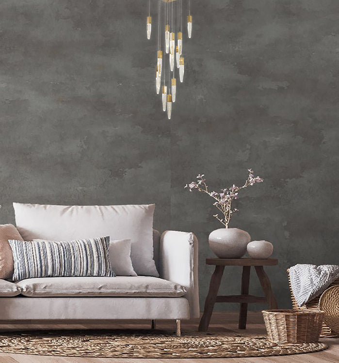 Gun Metal Frame Chandelier with Hanging Bubble Iceberg Crystal Pendants by Bethel - view 23