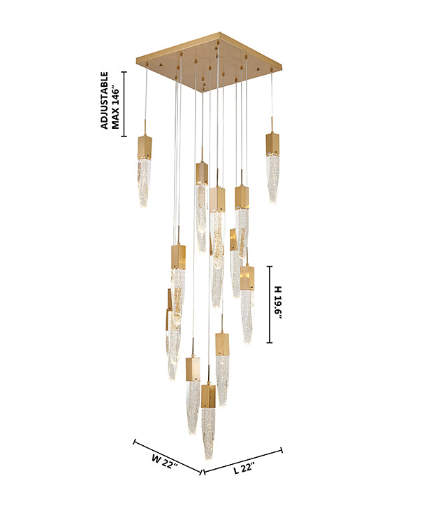 Gun Metal Frame Chandelier with Hanging Bubble Iceberg Crystal Pendants by Bethel - view 24