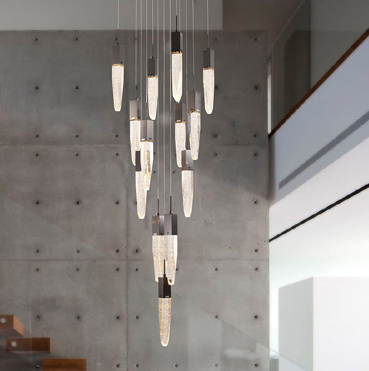 Gun Metal Frame Chandelier with Clear Bubble Crystal Pendants by Bethel - view 24