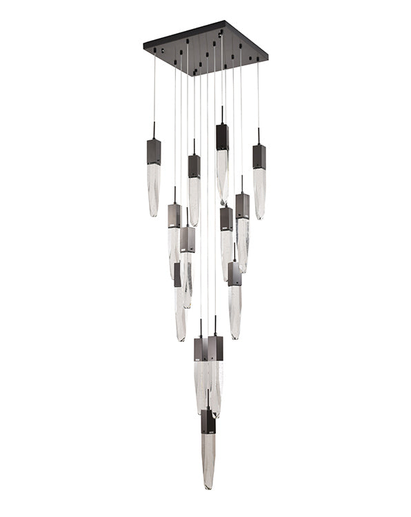 Gun Metal Frame Chandelier with Clear Bubble Crystal Pendants by Bethel - view 25