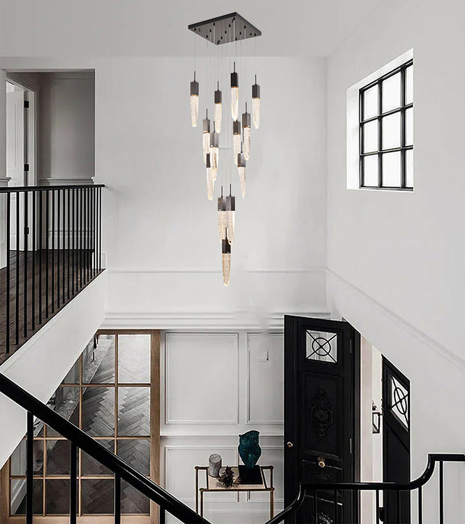 Gun Metal Frame Chandelier with Clear Bubble Crystal Pendants by Bethel - view 26