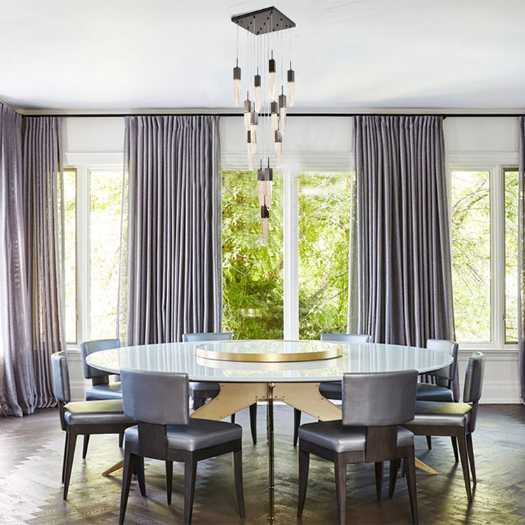 Gun Metal Frame Chandelier with Clear Bubble Crystal Pendants by Bethel - view 28