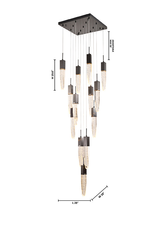 Gun Metal Frame Chandelier with Clear Bubble Crystal Pendants by Bethel - view 31