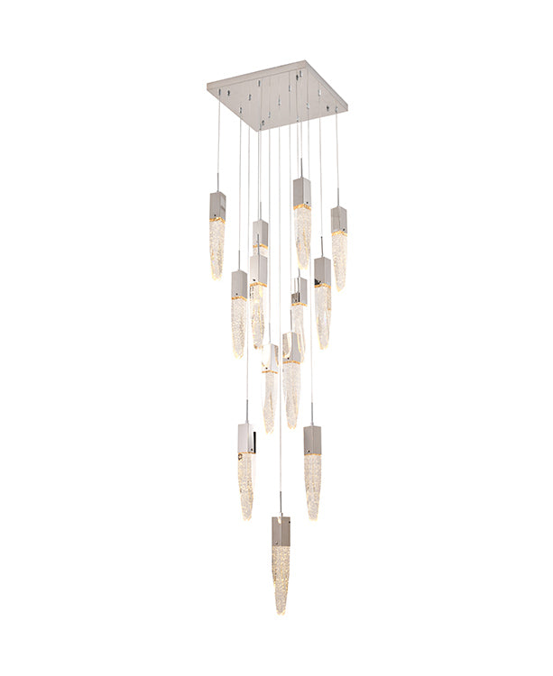 Gun Metal Frame Chandelier with Clear Bubble Crystal Pendants in Chrome by Bethel