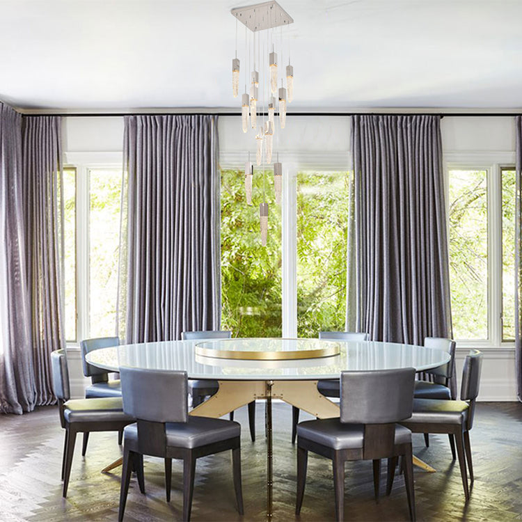 Gun Metal Frame Chandelier with Clear Bubble Crystal Pendants by Bethel - view 37