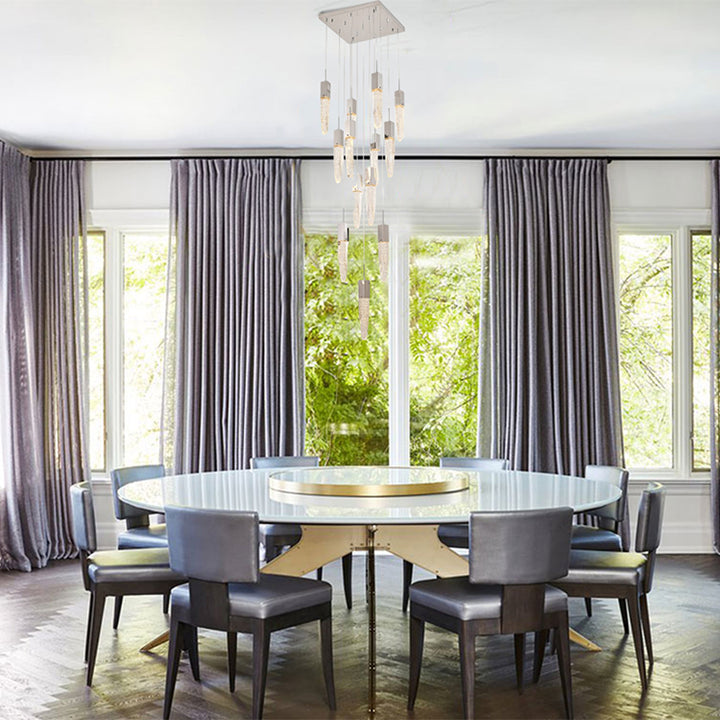 Gun Metal Frame Chandelier with Clear Bubble Crystal Pendants by Bethel - view 37