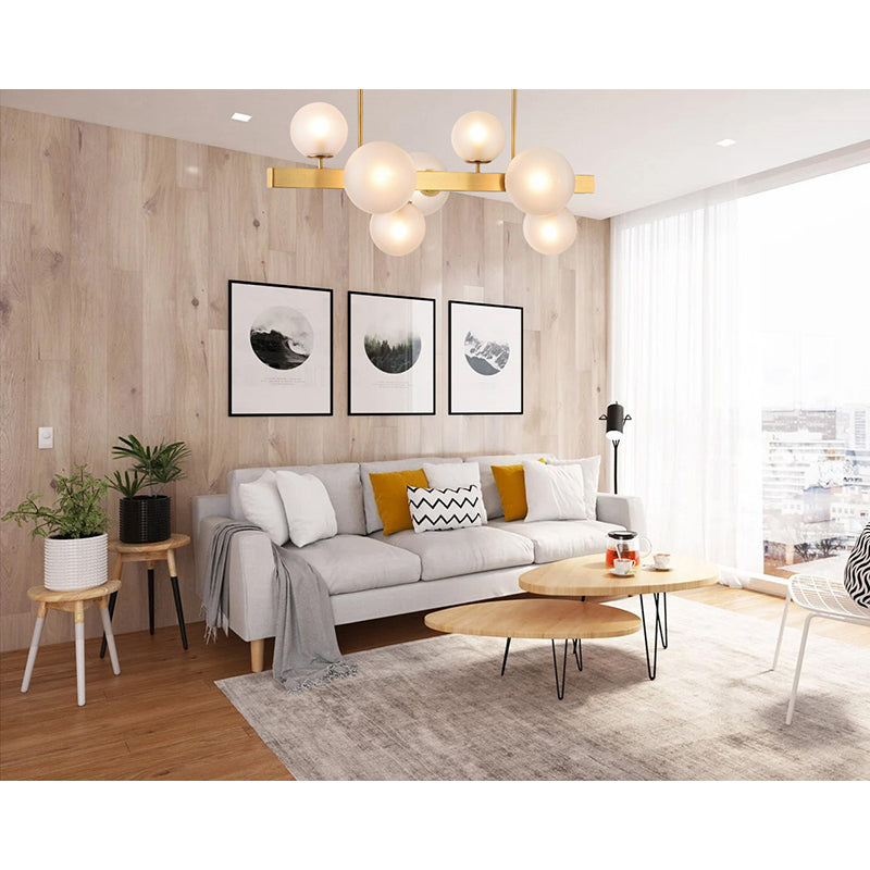 Stainless Steel Chandelier with Glass Shades by Bethel - view 4