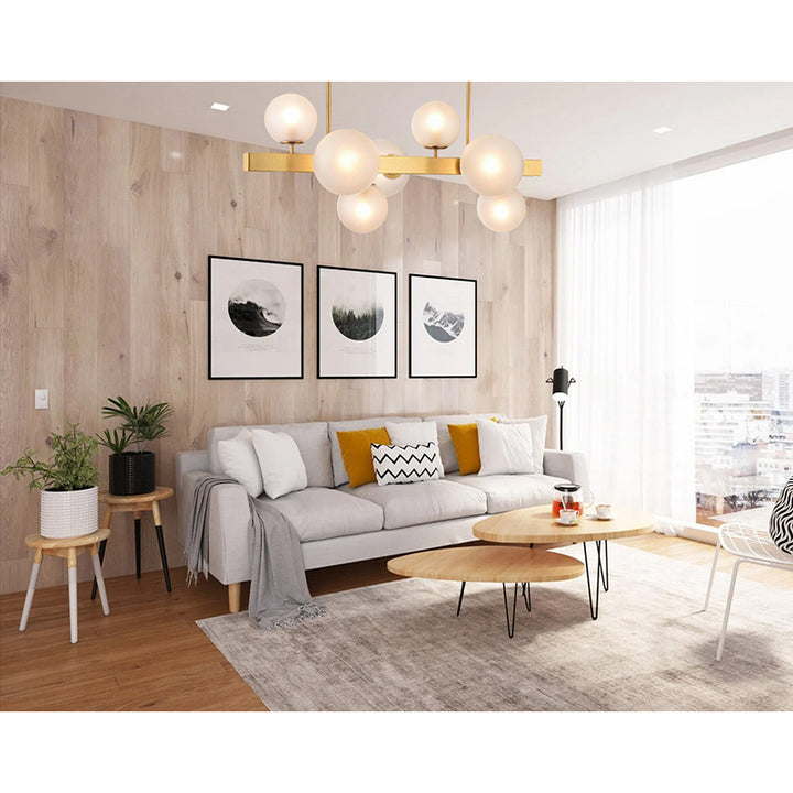 Stainless Steel Chandelier with Glass Shades by Bethel - view 4