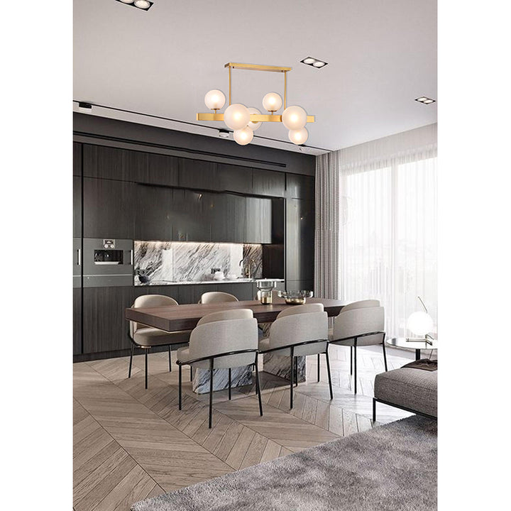 Stainless Steel Chandelier with Glass Shades by Bethel - view 5
