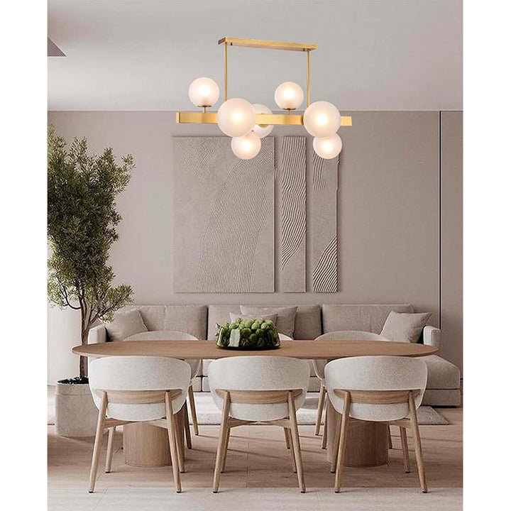 Stainless Steel Chandelier with Glass Shades by Bethel - view 6